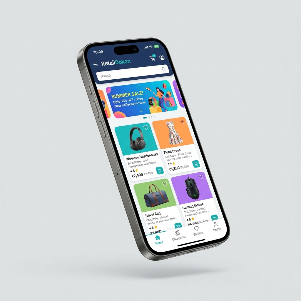 RetailDokan mobile shopping application interface